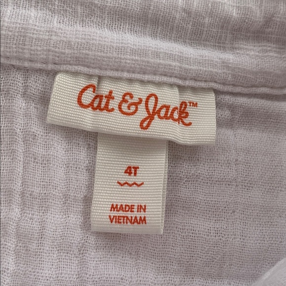 Cat & Jack White Cotton Button Down Shirt 4T EUC Beach Summer Photos - Picture 6 of 11